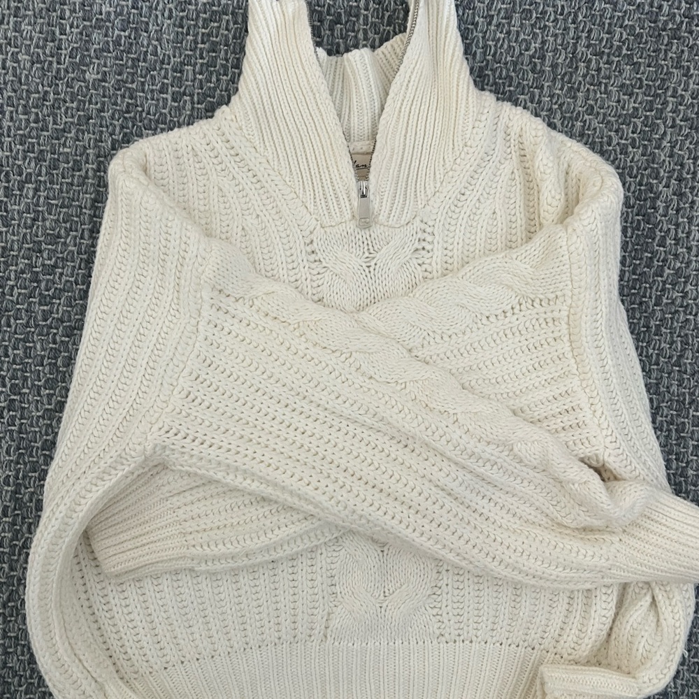 Elan White Sweater Quarter Zip